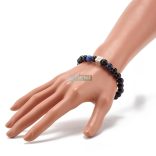 Om szimbólum (szent hang) matt ónix - térkép, zebra és imperiál jáspis - hematit - szodalit ásvány karkötő