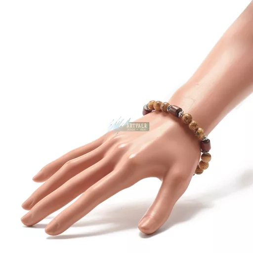 Kép jáspis - natúr fa - tibeti köztes ásvány karkötő