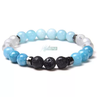   Angyalkő - lávakő - hematit - amazonit - kristály üveg - ásvány karkötő