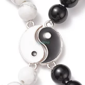 Yin - Yang  howlit és ónix páros ásvány karkötő