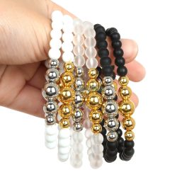   Karkötő, arany vagy ezüst Hematit - fehér vagy fekete matt Ónix - matt átlátszó kristály ásvány gyöngyből