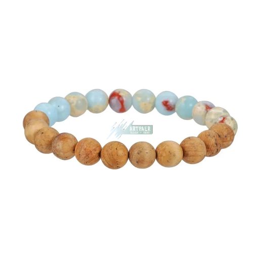 Shousan kő, ónix, famintás jáspis - ásvány karkötő 3 db-os szett