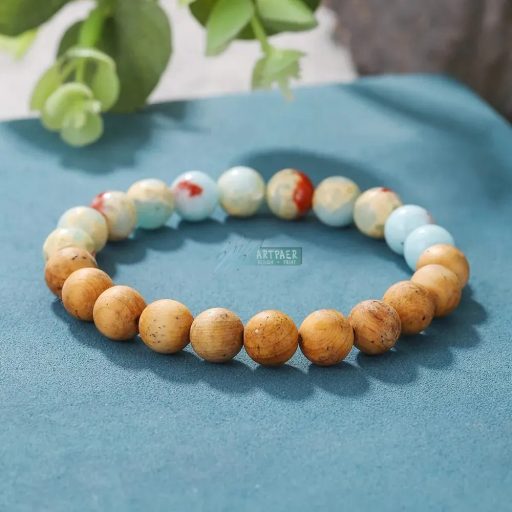 Shousan kő, famintás jáspis - ásvány karkötő