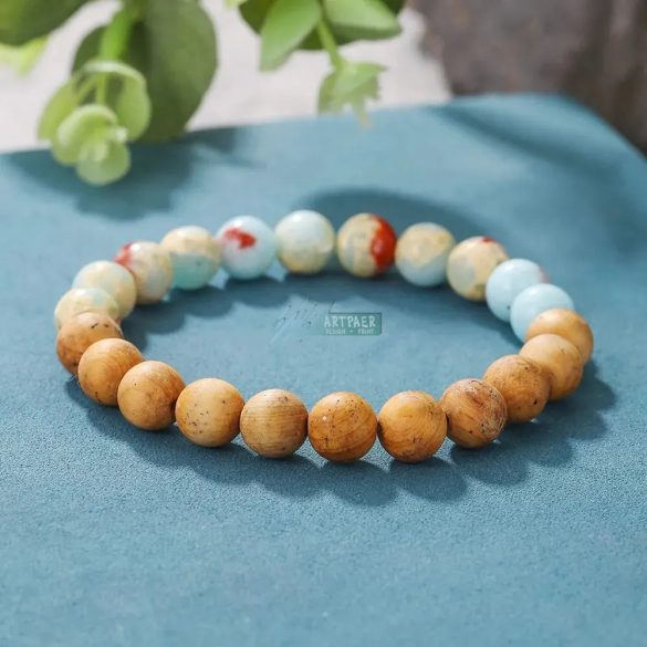 Shousan kő, famintás jáspis - ásvány karkötő