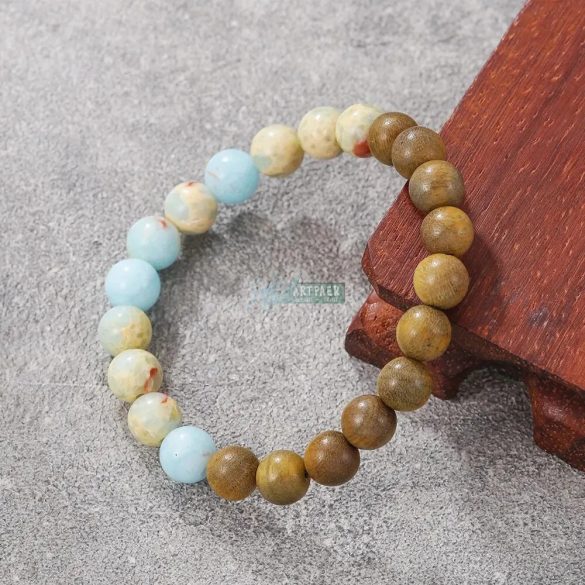 Shousan kő, famintás jáspis - ásvány karkötő