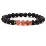 Roppantott achát, lávakő - arany vagy ezüst színű köztes - ásvány karkötő