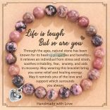 Rodonit - ezüst színű szív - ásvány karkötő