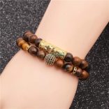 Tigrisszem Cirkónium kristályos köztesekkel - ásvány karkötő 2 db-os szett