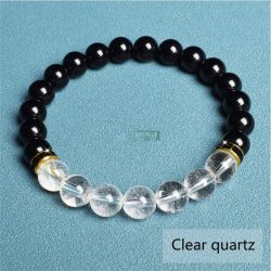  Ásvány karkötő fekete ónix és hegyikristály - aranyozott vagy ezüstözött fekete kristályos fém köztes