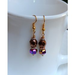   Modern multicolor és barnára színezett, csavart forma hematit fülbevaló (1 pár)
