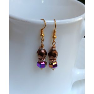 Modern multicolor és barnára színezett, csavart forma hematit fülbevaló (1 pár)