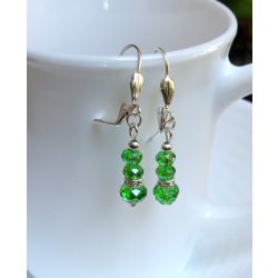   Modern zöld üvegkristály abakusz gyöngyök fülbevaló (1 pár)