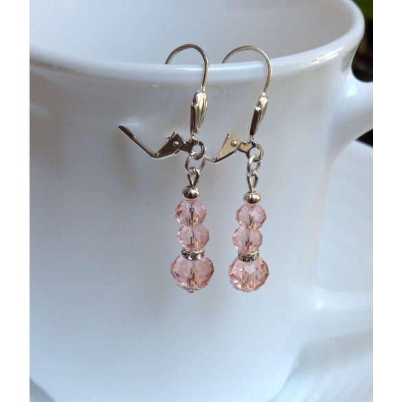 Modern rózsaszín üveg abakusz gyöngyök fülbevaló (1 pár)