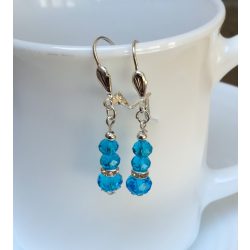   Modern égszínkék üveg abakusz gyöngyök fülbevaló (1 pár)