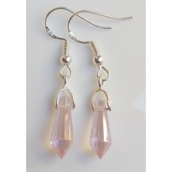   Halvány rózsaszín fülbevaló ezüst színű akasztóval (1 pár)
