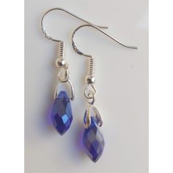   Királykék csepp alakú fülbevaló ezüstszínű akasztóval (1 pár)