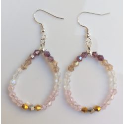   Színjátszó bicone kristályüveg fülbevaló ezüst színű akasztóval (1 pár)