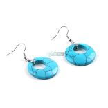 Üreges kerek türkiz (Donuts) medál - ezüstözött akasztóval - ásvány fülbevaló (1 pár)