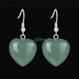 Szív alakú aventurin medál - ezüstözött nemesacél akasztóval - ásvány fülbevaló (1 pár)