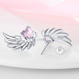 Fülbevaló 925 S ezüstözött angyalszárny mintás szív kristállyal (1 pár)