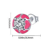 Fülbevaló 925 S ezüstözött piros szív mintás átlátszó kristállyal (1 pár)