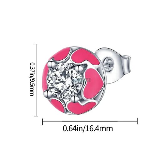 Fülbevaló 925 S ezüstözött piros szív mintás átlátszó kristállyal (1 pár)