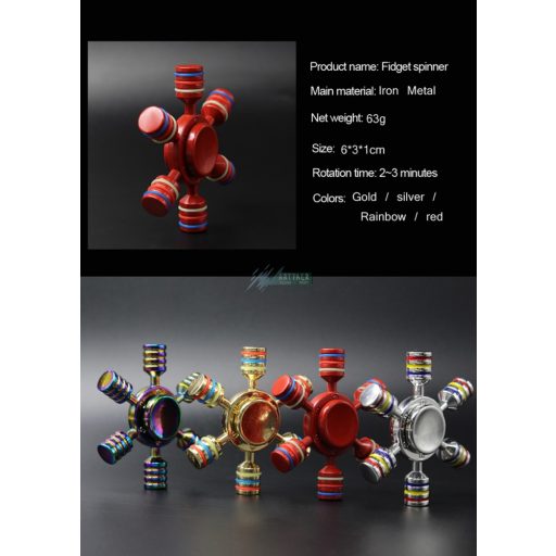 Hexagonal Fidget Spinner újpörgettyű metál