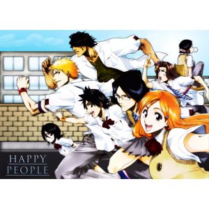 FanArt Anime - Bleach - Kurosaki Ichigo - Kuchiki Rukia - Inoue Orihime - Ishida Uryuu - poszter