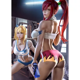   FanArt Anime Manga - Fairy Tail - Lucy Heartfilia - Erza Scarlet - Fitness - poszter