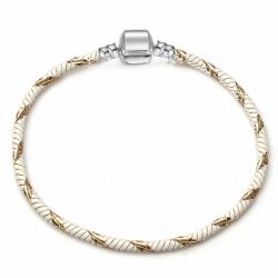   Pandrea alap karkötő fehér - arany mintás, ezüst színű pandora stílusú kapocs