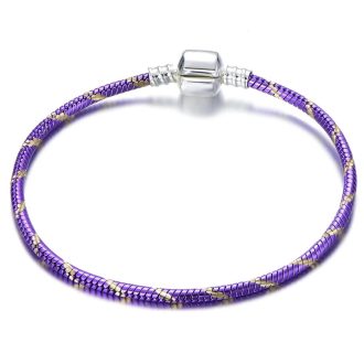   Pandrea alap karkötő lila - arany mintás, ezüst színű pandora stílusú kapocs