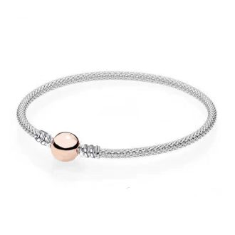   Pandrea alap merev, kígyó mintás ezüst színű karkötő gömb forma pandora stílusú zárszerkezettel