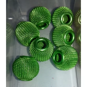   Kötött hatású, extravagáns, lime színű, fémből készült kicsi gömb, charm