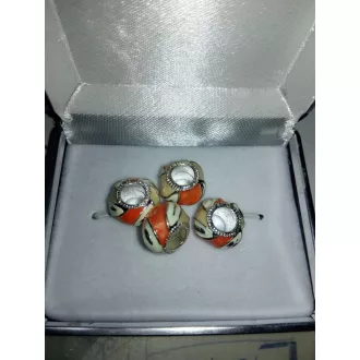   Narancssárga - natur - fehér csavart mintás festett fém charm