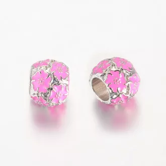 kisvirágos, fém charm - magenta