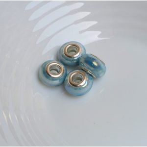 Kézzel készített porcelán gyöngyök márványos kék charm