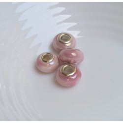   Kézzel készített porcelán gyöngyök márványos rózsaszín charm