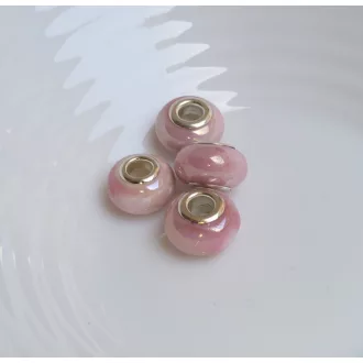   Kézzel készített porcelán gyöngyök márványos rózsaszín charm