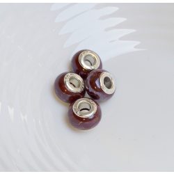   Kézzel készített porcelán gyöngyök márványos csokibarna charm