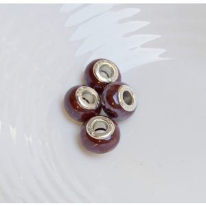 Kézzel készített porcelán gyöngyök márványos csokibarna charm