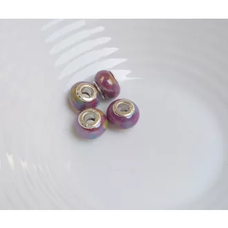   Kézzel készített porcelán gyöngyök márványos lila charm