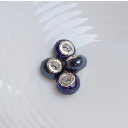   Kézzel készített porcelán gyöngyök márványos sötétkék charm