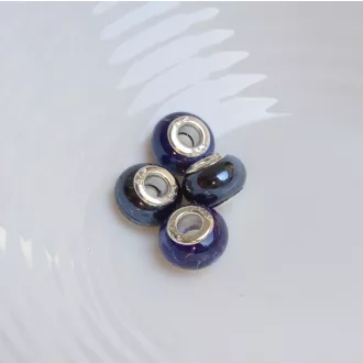   Kézzel készített porcelán gyöngyök márványos sötétkék charm