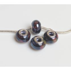   Kézzel készített porcelán gyöngyök márványos fekete charm