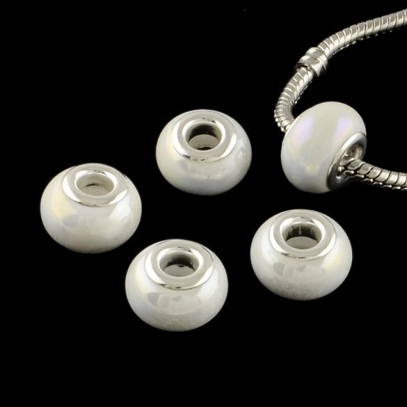 Kézzel készített porcelán gyöngyök gyöngyházfényű fehér charm