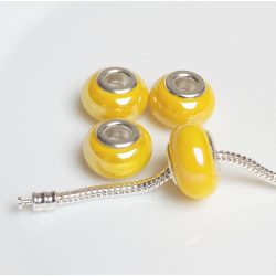   Kézzel készített porcelán gyöngyök gyöngyházfényű napsárga charm