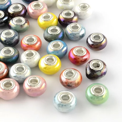 Kézzel készített porcelán gyöngyök gyöngyházfényű napsárga charm