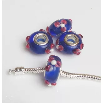 Kézzel készített lampwork üveg királykék charm