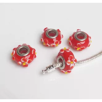 Kézzel készített lampwork üveg piros charm