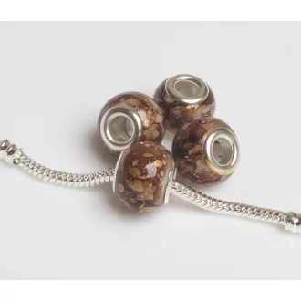 Színezett lampwork üveg csokoládé-arany charm